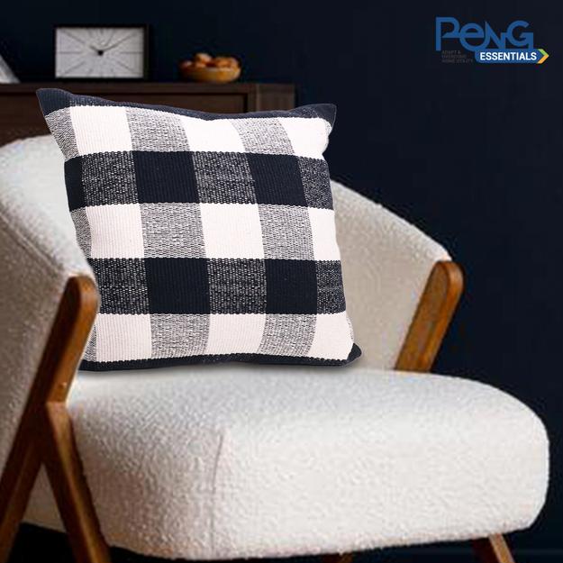 Black Buffalo Check Cushion Covers (45x45 cm) Pack of 2 I Black