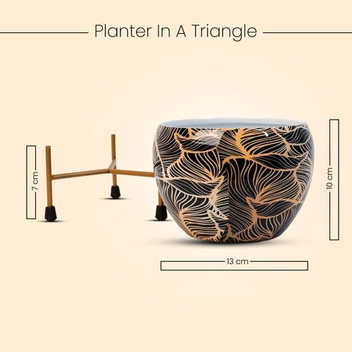 Indoor Metal decor Vase/Planter- Black & Gold