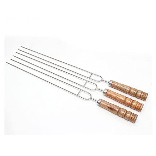 Barbeque Wooden Handle Stainless Steel Skewers, Set of 5