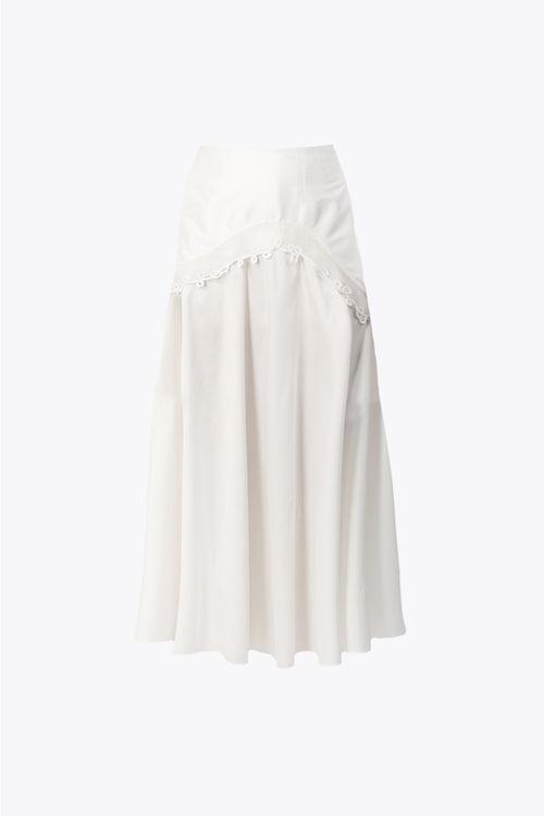 white handcrafted pascal midi skirt