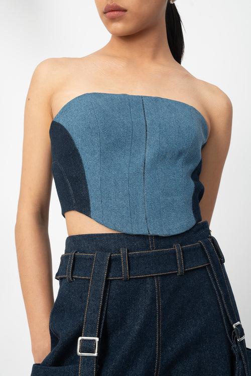 Addison denim corset