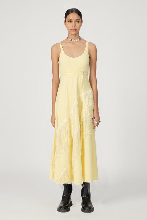 lime yellow cascade cami dress