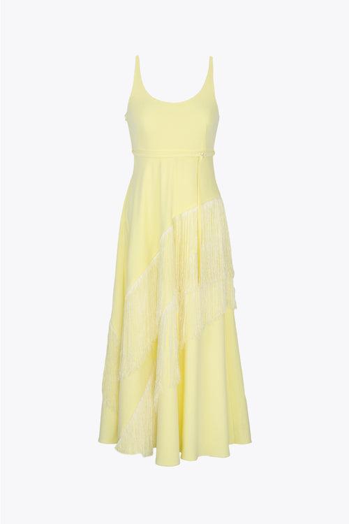 lime yellow cascade cami dress