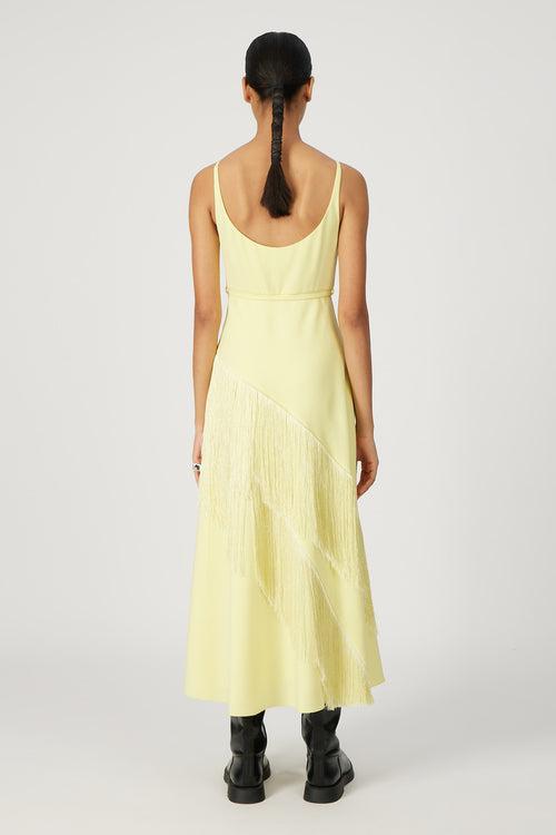 lime yellow cascade cami dress