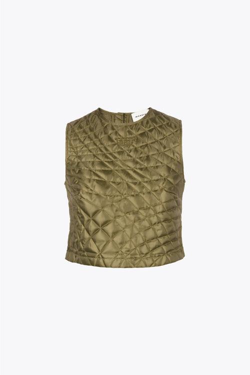 olive green moonpath quilted vest