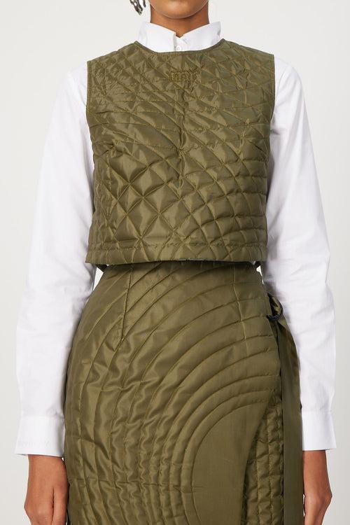 olive green moonpath quilted vest