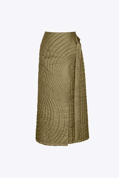 olive green moonpath quilted skirt