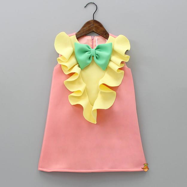 Neoprene Peach Ruffle Dress