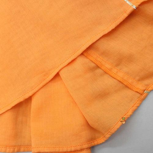 Beads Adorned Orange Kurti And Pant With Dupatta