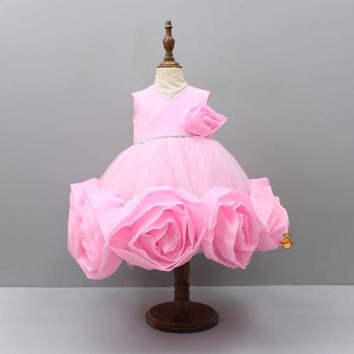 Rose-Adorned Neoprene Dress With Hair Clip