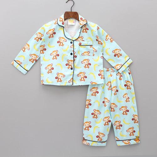 Monkey And Banana Printed Sleepwear Set