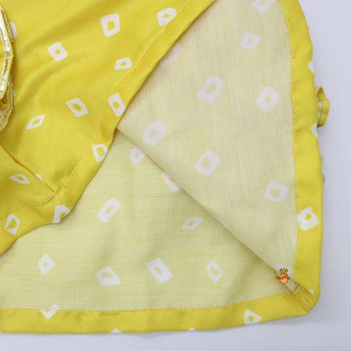 Flowers Adorned Bandhani Printed Yellow Dress