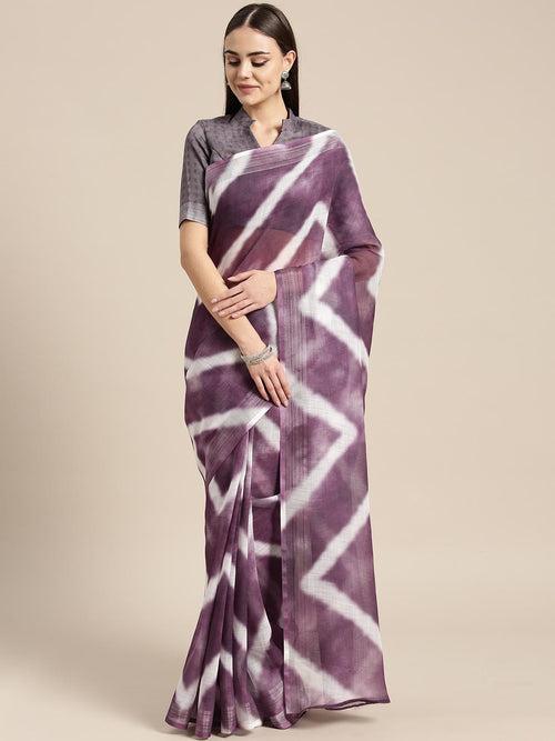 Purple Tye n Dye Linen Blend Saree