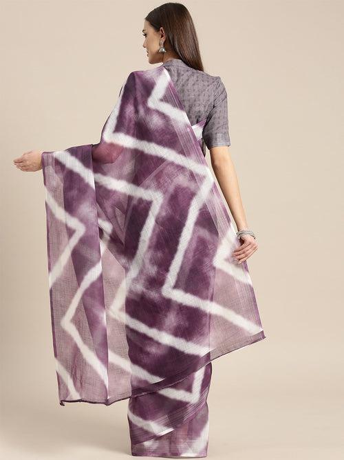 Purple Tye n Dye Linen Blend Saree