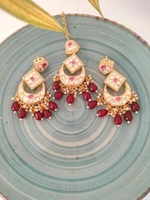 Kundan Chandbali Earring With Mangtika