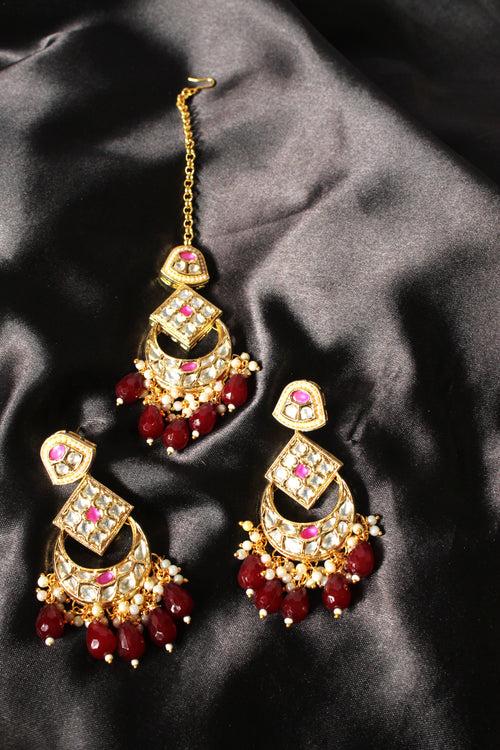 Kundan Chandbali Earring With Mangtika