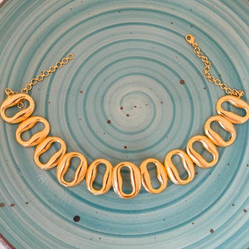 Gold Metal Textured Link Choker