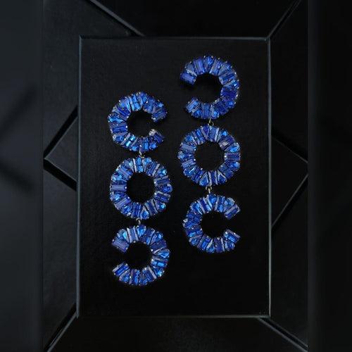 Triple Rings Crystal Statement Dangler Earring