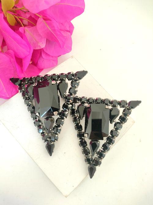 Statement Black Stone Triangle Stud