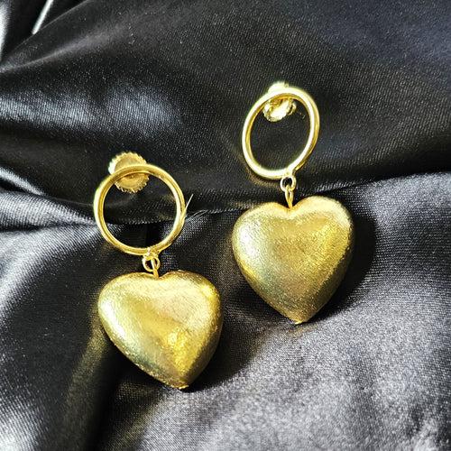 Gold Metal Love Shape Drop Earring