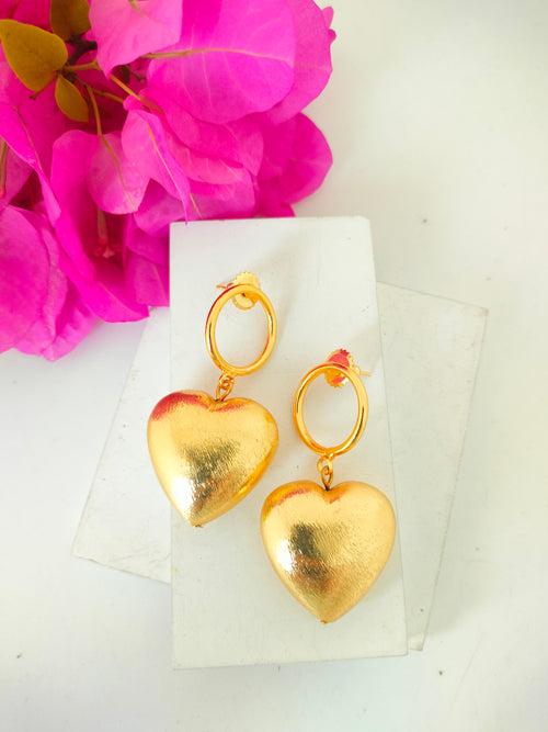 Gold Metal Love Shape Drop Earring