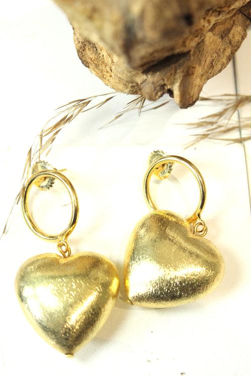 Gold Metal Love Shape Drop Earring