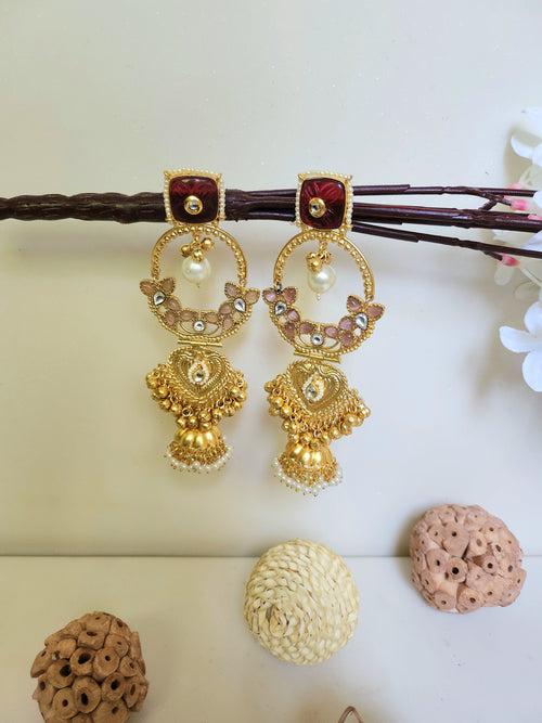 Pan Shape Earring With Jhumka