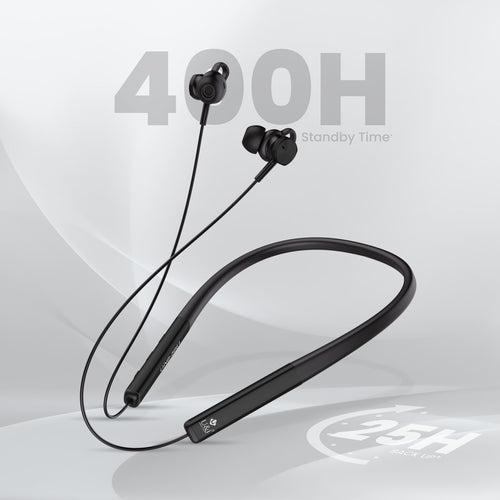 U&i Silver 25 Hours Battery Backup Bluetooth Neckband with ENC and IPX5 Water Resistant Wireless Headset