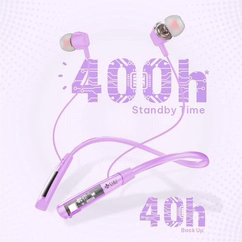 U&i Trans 2.0 40 Hours Battery Backup Bluetooth Neckband with SFc Technology and Transparent Silicon Belt