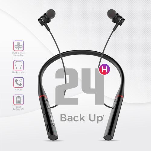 U&i Royalty 24 Hours Battery Backup Bluetooth Neckband Silicon Belt Wireless Headset with HD Calls