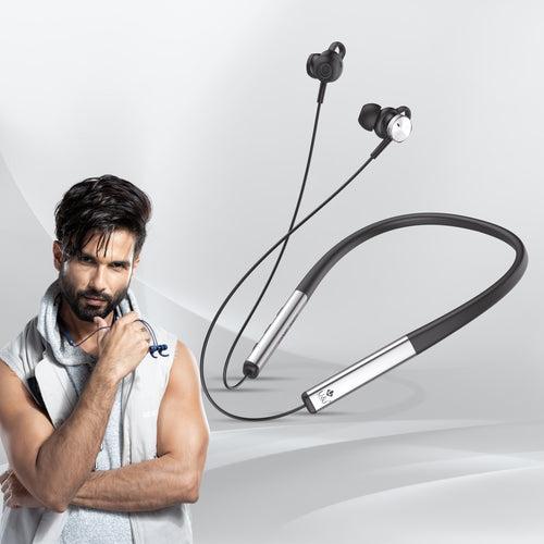 U&i Silver 25 Hours Battery Backup Bluetooth Neckband with ENC and IPX5 Water Resistant Wireless Headset