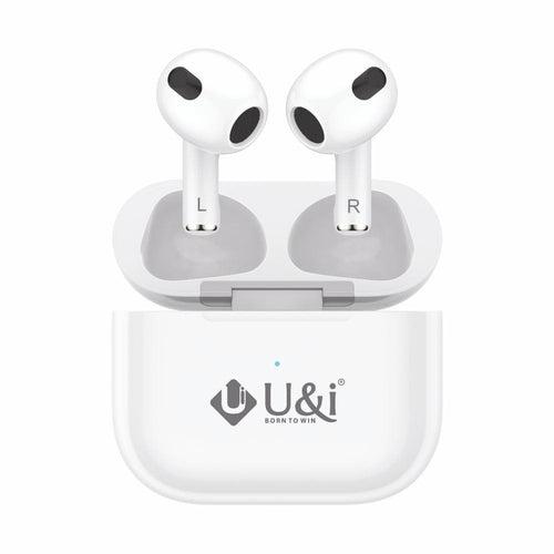 U&i 3G series 30 Hours Battery Backup True Wireless Stereo Earbuds and Mic Bluetooth Headset (White, True Wireless)