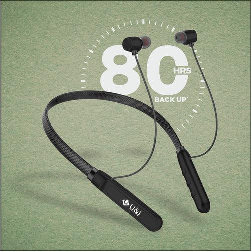 U&i Massive 80 Hours Battery Backup Bluetooth Neckband with Leather Belt Wireless Headset