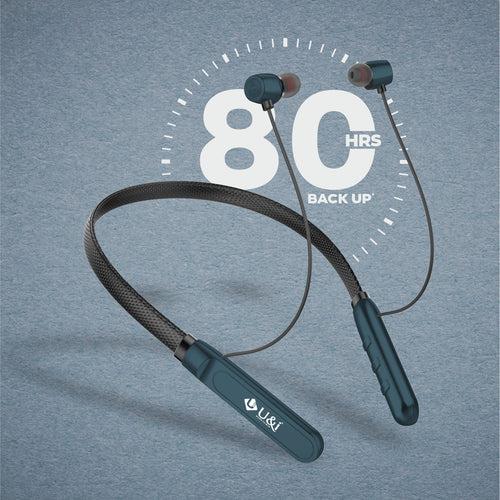 U&i Massive 80 Hours Battery Backup Bluetooth Neckband with Leather Belt Wireless Headset