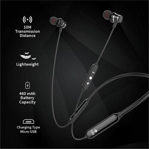 U&i Rapid 50 Hours Battery Backup Wireless Neckband Dual Pairing Bluetooth Headset Bluetooth Headset (Black, In the Ear)