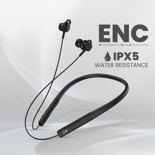 U&i Silver 25 Hours Battery Backup Bluetooth Neckband with ENC and IPX5 Water Resistant Wireless Headset