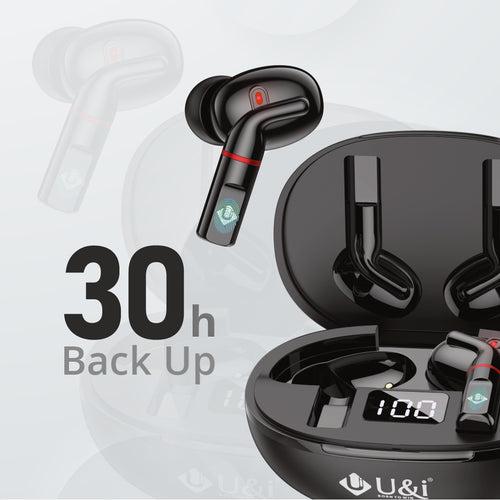 U&i Jingle 30 Hours Battery Backup True Wireless Earbuds with Digital Display and Touch Sensor