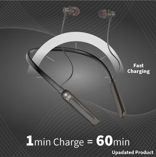 U&i Swift 50 Hours Talk Time Fast Charging Wireless Neckband Bluetooth Headset (In the Ear)