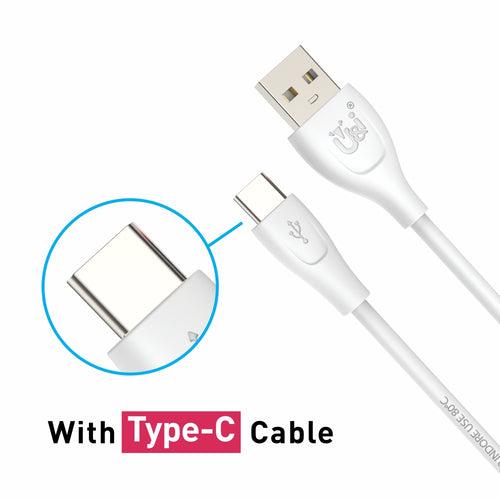 U&i 22 W 1.5 A Mobile Alien Series 22W Quick Charger Single USB Port with Type-C Cable Charger with Detachable Cable (White, Cable Included)