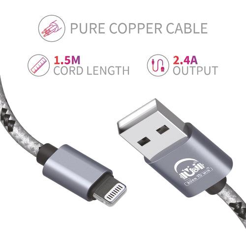 U&i Lightning Cable 2.4 A 1 m Copper Rope Series Lightning Cable 2.4A 1M (Compatible with All Lightning Devices,  One Cable)