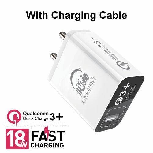 U&i 5 W 3.1 A Mobile Great Series 18W QC Charger with Auto-Power Off Cut Sensor UiCH-3978 Charger with Detachable Cable (White, Cable Included)
