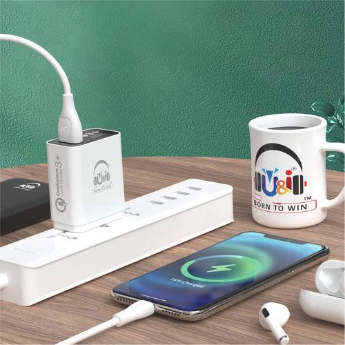 U&i 5 W 3.1 A Mobile Great Series 18W QC Charger with Auto-Power Off Cut Sensor UiCH-3978 Charger with Detachable Cable (White, Cable Included)