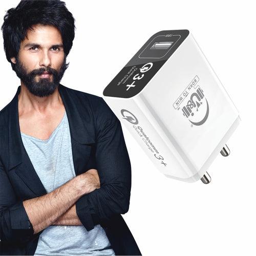 U&i 5 W 3.1 A Mobile Great Series 18W QC Charger with Auto-Power Off Cut Sensor UiCH-3978 Charger with Detachable Cable (White, Cable Included)