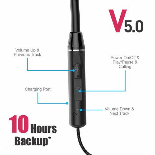 U&i Nice Series IPX4 Neckband with 10 Hours Battery Backup UiNB-4347 Bluetooth Headset (Black, In the Ear)