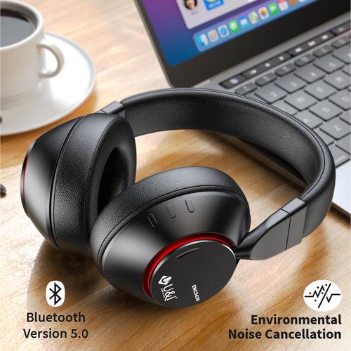 U&i WOW 30Hours Battery Backup Foldable Extra Bass Bluetooth Headphone, ENC with Mic Bluetooth Headset (Black, On the Ear)
