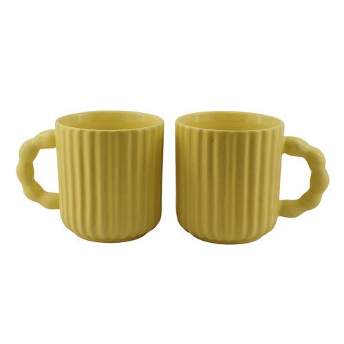 Yellow Oasis: Ceramic Coffee Mug Duo for Two (Set of 2)