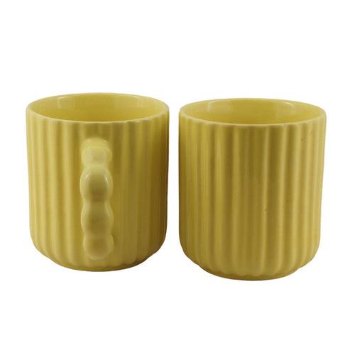 Yellow Oasis: Ceramic Coffee Mug Duo for Two (Set of 2)