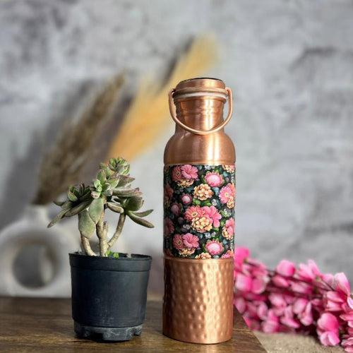 The Purple Flowers Print Copper Bottle