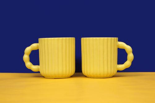 Yellow Oasis: Ceramic Coffee Mug Duo for Two (Set of 2)