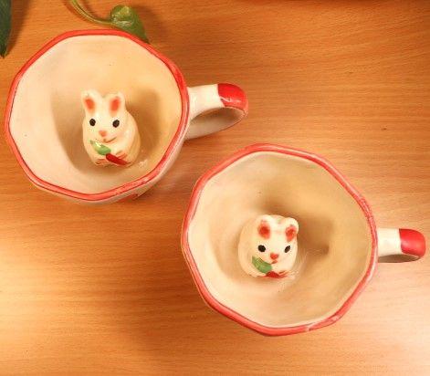 Cute Ceramic Bunny Design Coffee Mug – Set of 2